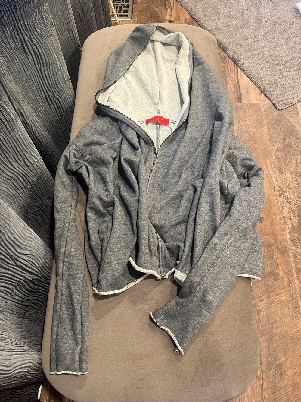 AKIRA Crew Lover Oversized Hooded Zip-Up Sweatshirt with Raw-Edge Trim